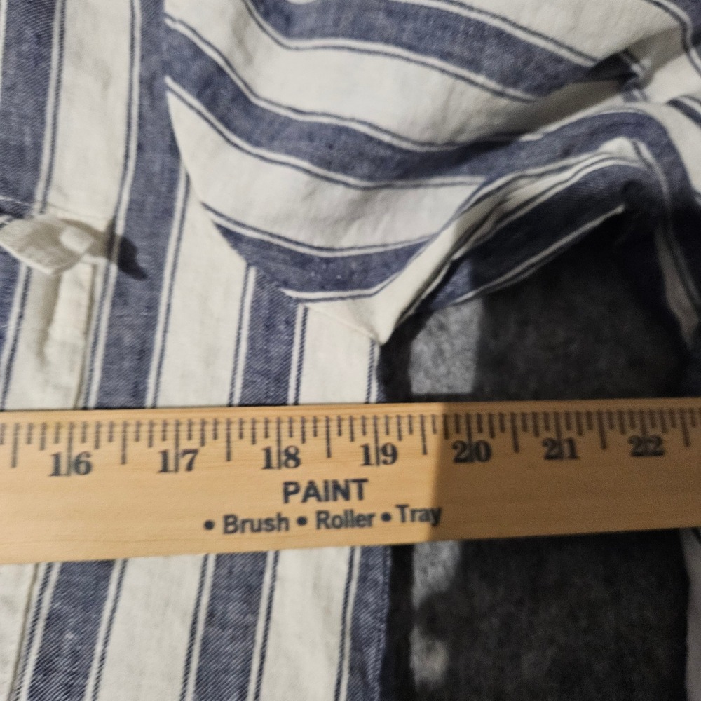 Madewell Striped Lace Up Tunic Dress Women XS Blue White Linen Blend G3049 - Picture 8 of 9